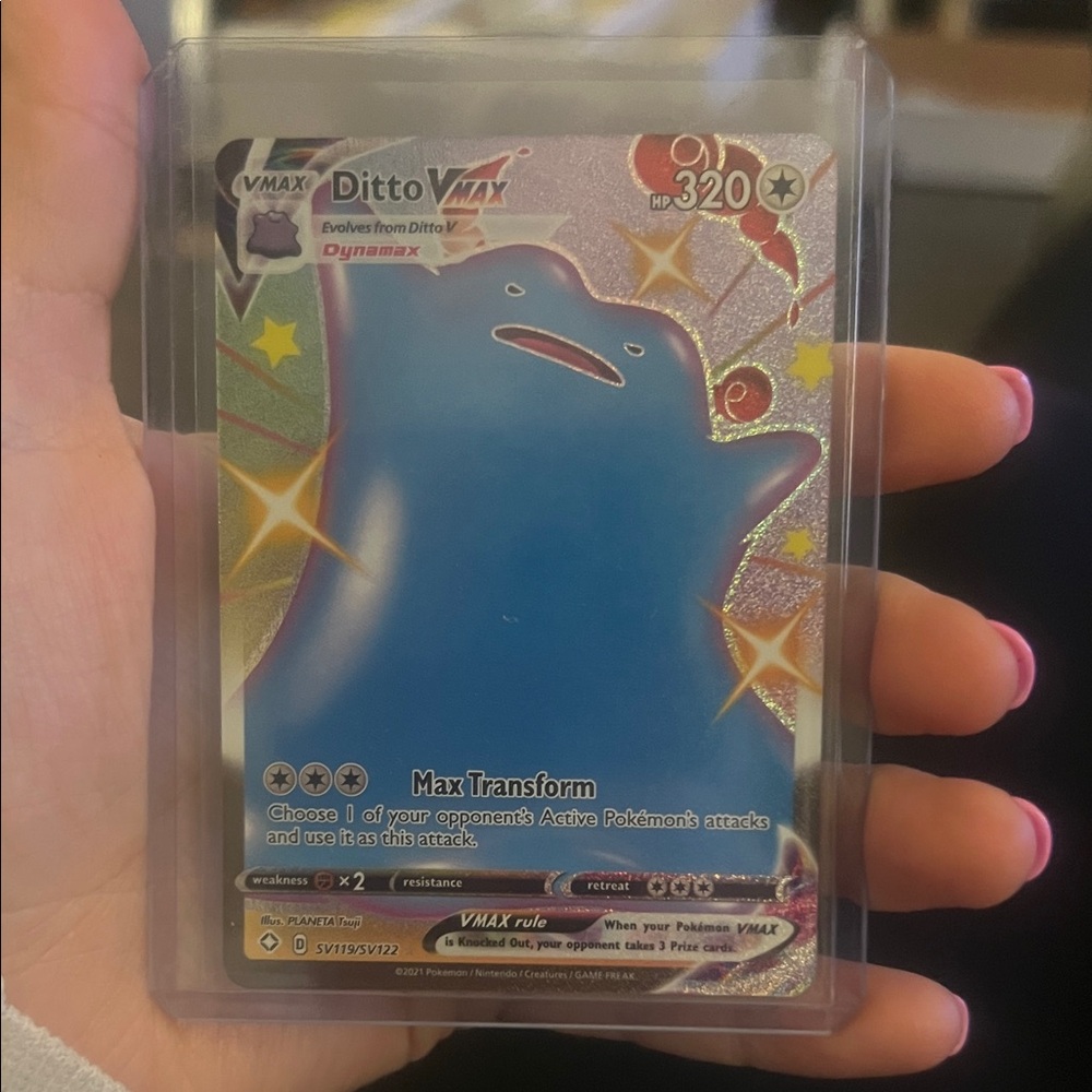 Pokemon Ditto VMAX Card - Blue and Silver Holographic